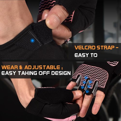 sunnex Workout Gloves for Women - Breathable Weight Lifting Gloves with Non-Slip Silicone Padding, Fingerless Gym Gloves for Cycling, Rowing, Pull Ups & Training (4 Sizes)