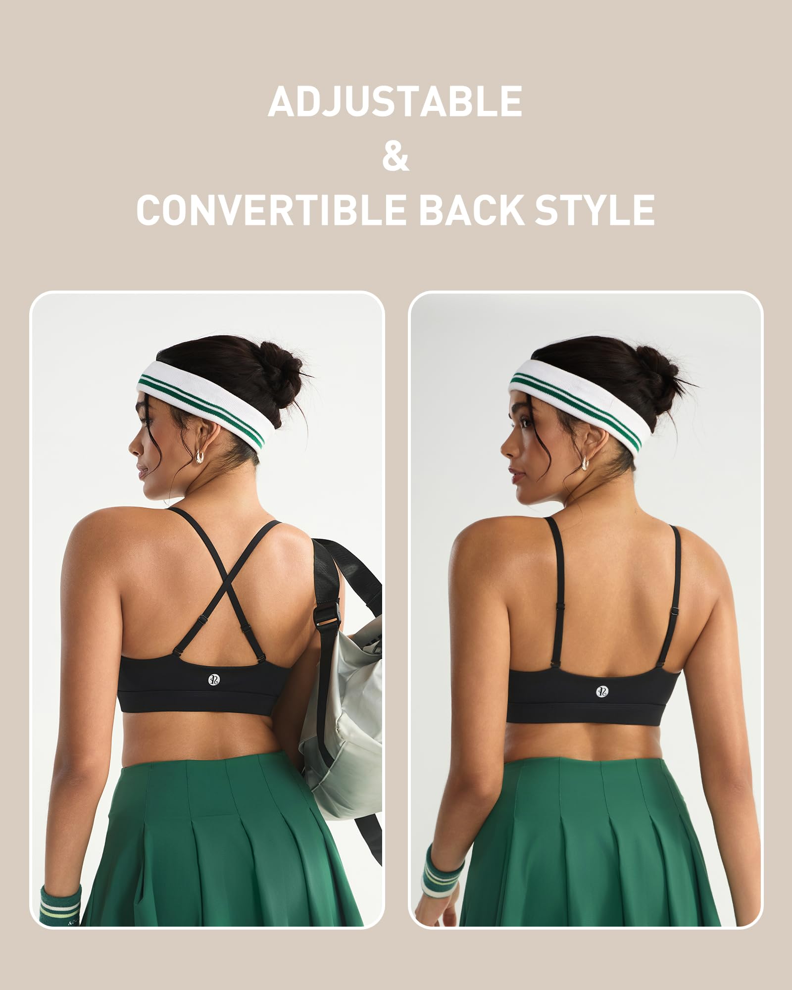 RUNNING GIRL V-Neck Sports Bras for Women - Adjustable Thin Straps Wireless Padded Yoga Top Low Impact_WX3147_Black_L