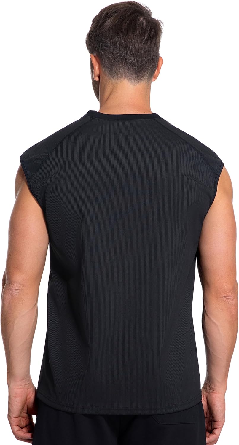 Skiennix Men's Sauna Shirt - Ribbed Compression Tank Top for Enhanced Workout Performance