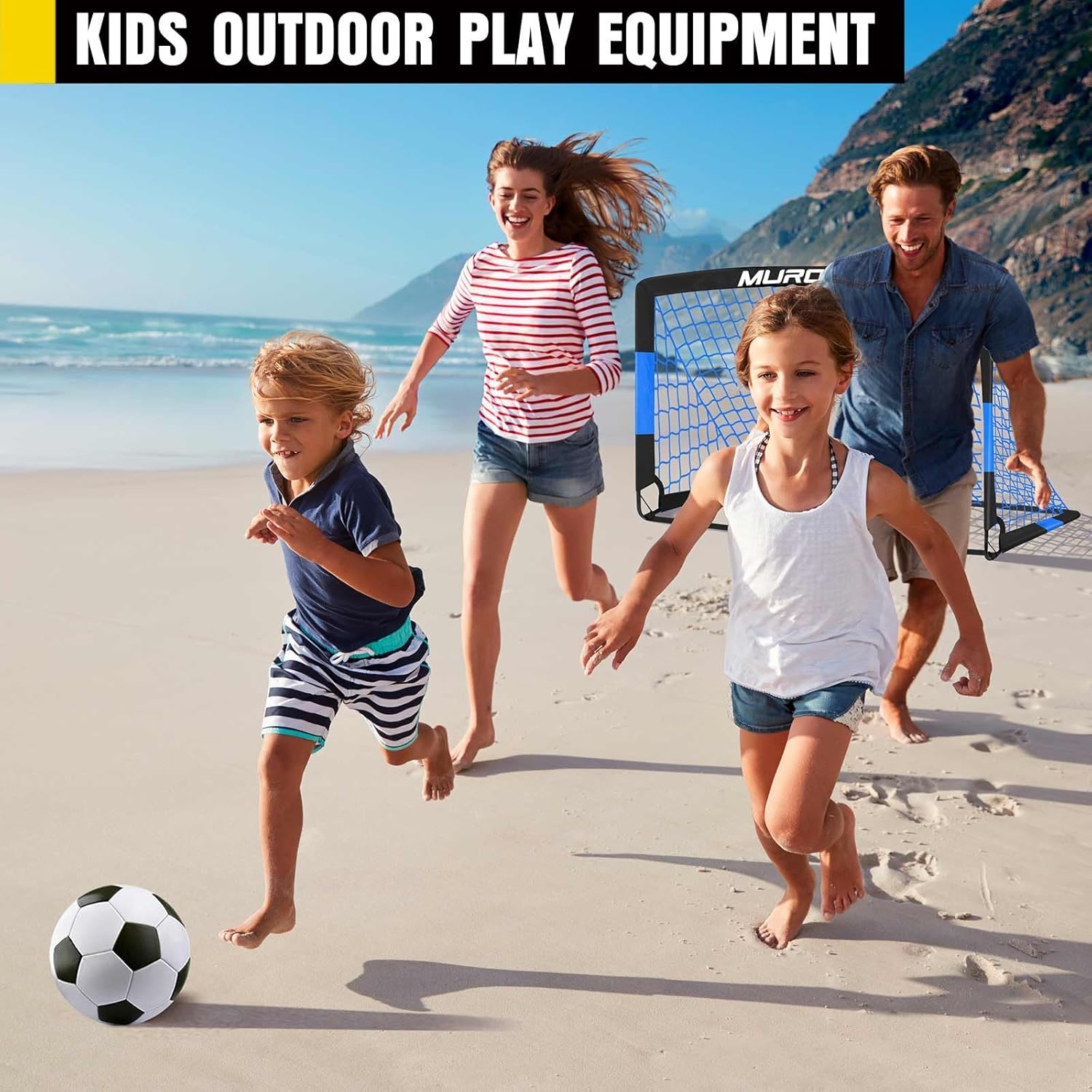 Skiennix Kids Soccer Goals - Portable Pop-Up Net Set with Soccer Ball & Cones - Complete Training Equipment for Backyard Fun