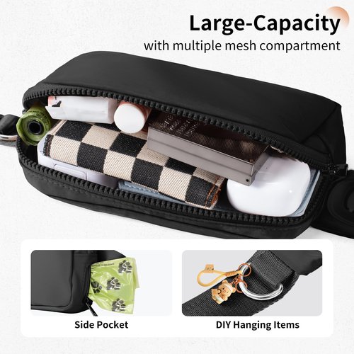 Tiostep Everywhere Belt Bag for Women with LED Light and Water Bottle Holder Crossbody Waist Bag Fanny Pack Purse for Tavel Hiking and Dayily Walking