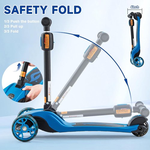 GLAMUP Kids Scooter - 2-in-1 Folding Kick Scooter with Adjustable Height & Safety Lock | 3-Wheel Design for Ages 3-14