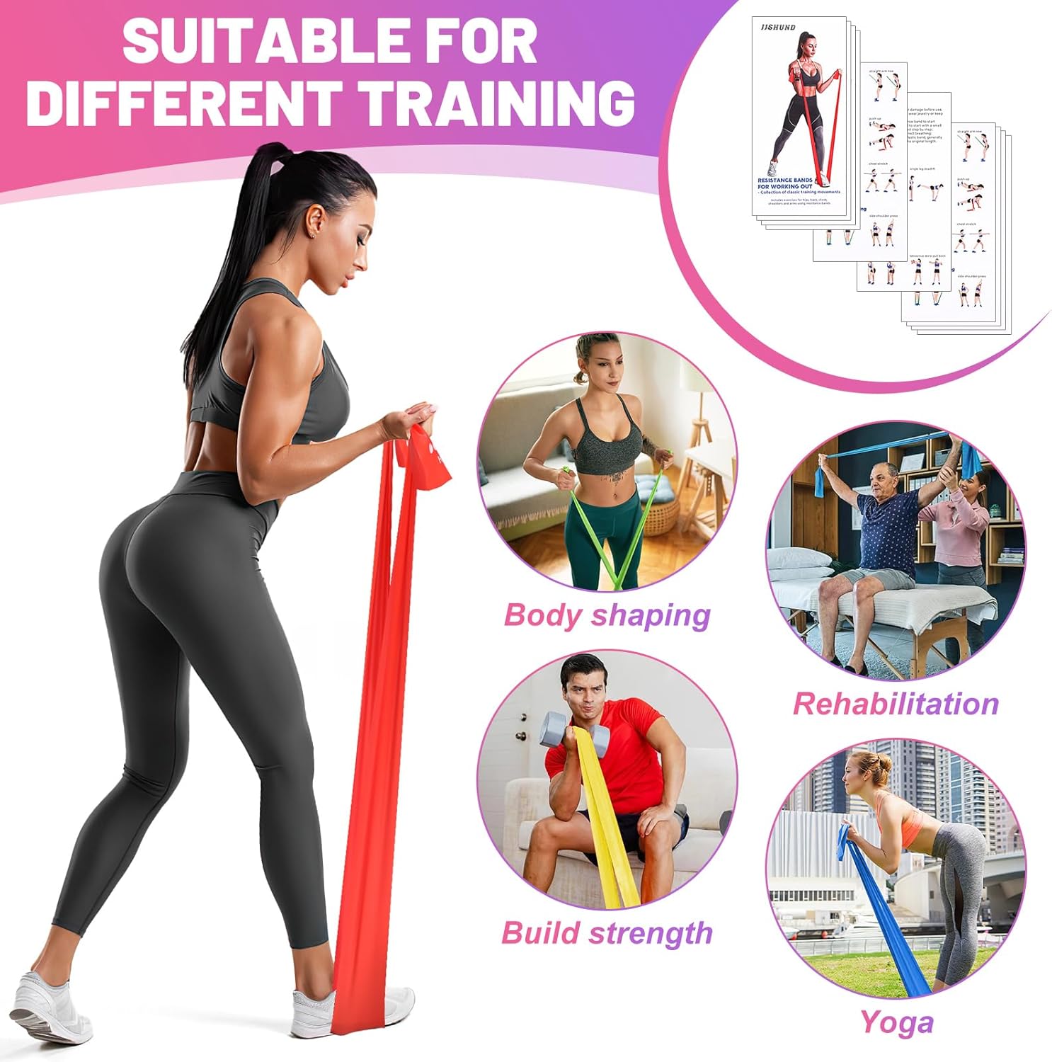 Skiennix Resistance Bands - Professional Elastic Stretch Bands for Yoga & Strength Training | 5 Pcs Set