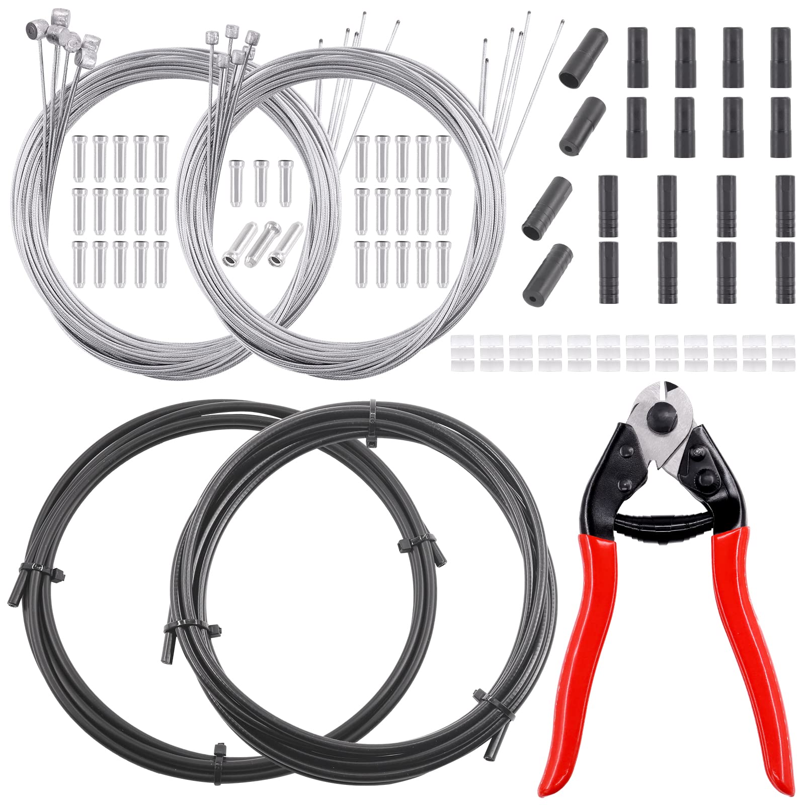 Rustark Stainless Steel Bike Cable Cutter and Brake Housing Cable Kit with End Caps and O-Rings for Mountain and Road Bikes