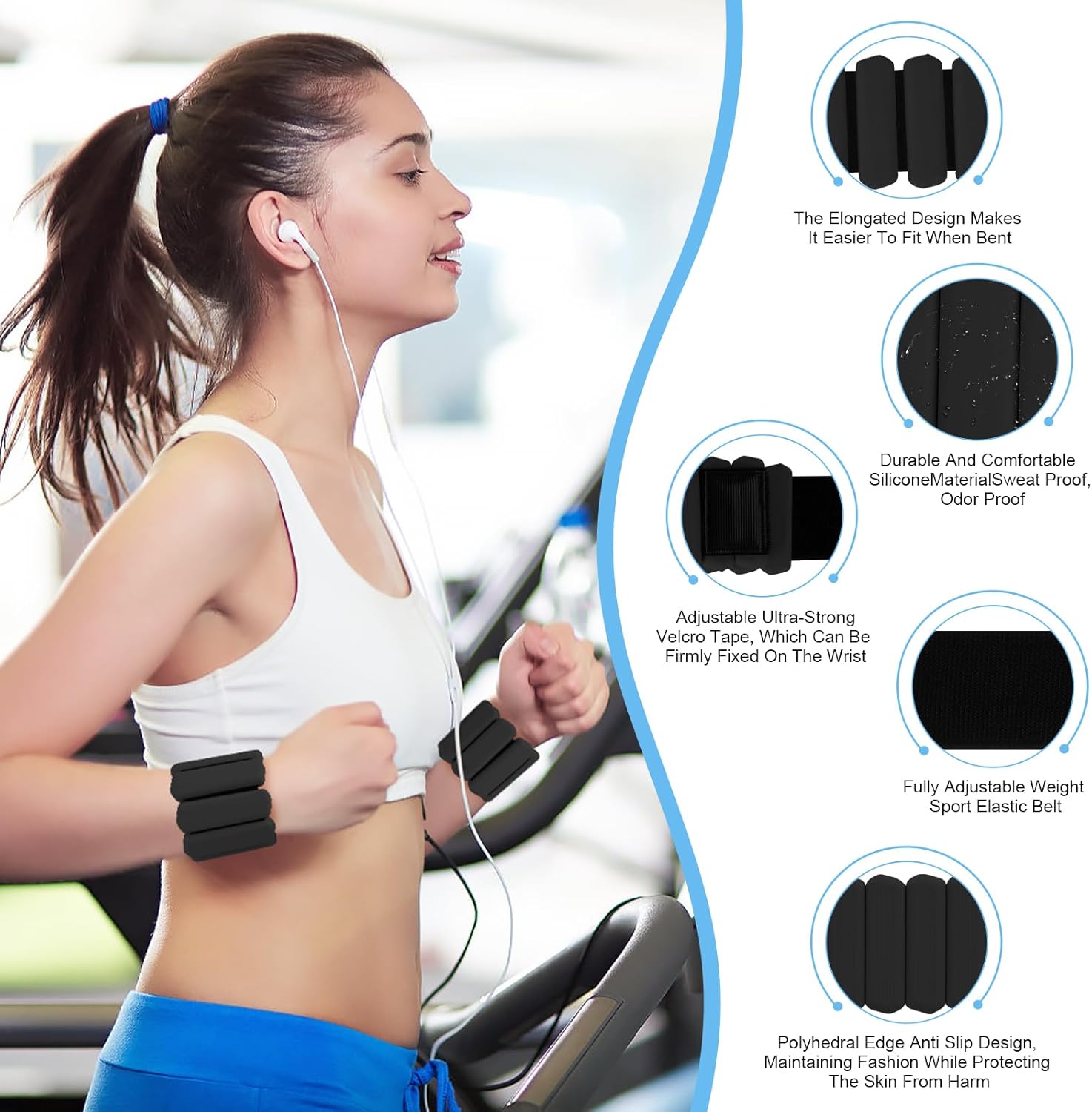 Skiennix Wrist Weights Set - Adjustable 2lb Arm & Leg Weights for Walking, Yoga, Gym | Unisex