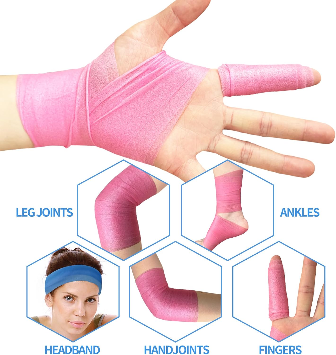 Skiennix Pre Wrap Tape - 3 Rolls of 22 Yards Each | Pink Foam Underwrap for Athletic Headbands