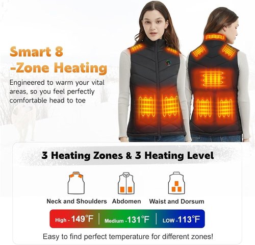 KOVNLO Heated Vest for Women - Smart Electric Jacket with Battery Pack & Light-Out Design