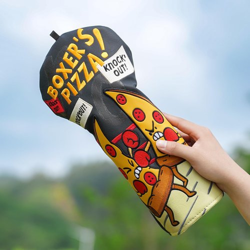 LZFAN Golf Club Head Cover Golf Head Cover Driver Headcover Fairway Wood Headcover Hybrid Club Head Cover Heavy Embroidered Pizza