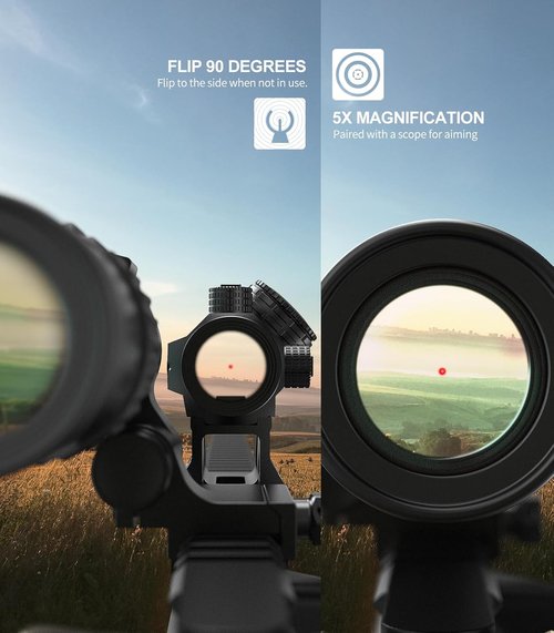 Feyachi M36 Red Dot Sight Magnifier - 1.5X to 5X with Flip to Side Mount for Enhanced Accuracy