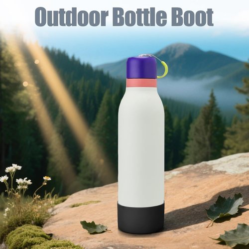 Mity Rain Silicone Boot for Owala FreeSip Twist Water Bottle - Anti-Slip, Noise-Reducing, 18 oz Black