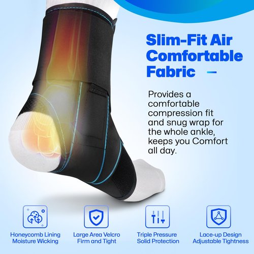 Healrecux Lace Up Ankle Brace for Women Men, Ankle Support for Sprained Ankle, Plantar Fasciitis Brace Ankles Stabilizer Wrap for Basketball, Volleyball, Sports, Injury Recovery, M