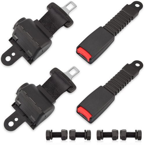 Dewkake Golf Cart Seat Belts Kit, 2pcs Universal Retractable Front and Rear Golf Cart Seat Belt Kit for Club Car, EZGO,Yamaha