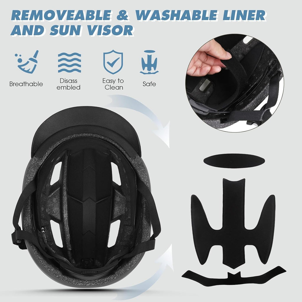 Shinmax Adult Cycling Helmet - USB Rechargeable LED Front & Back Light | Safe & Stylish for Men & Women