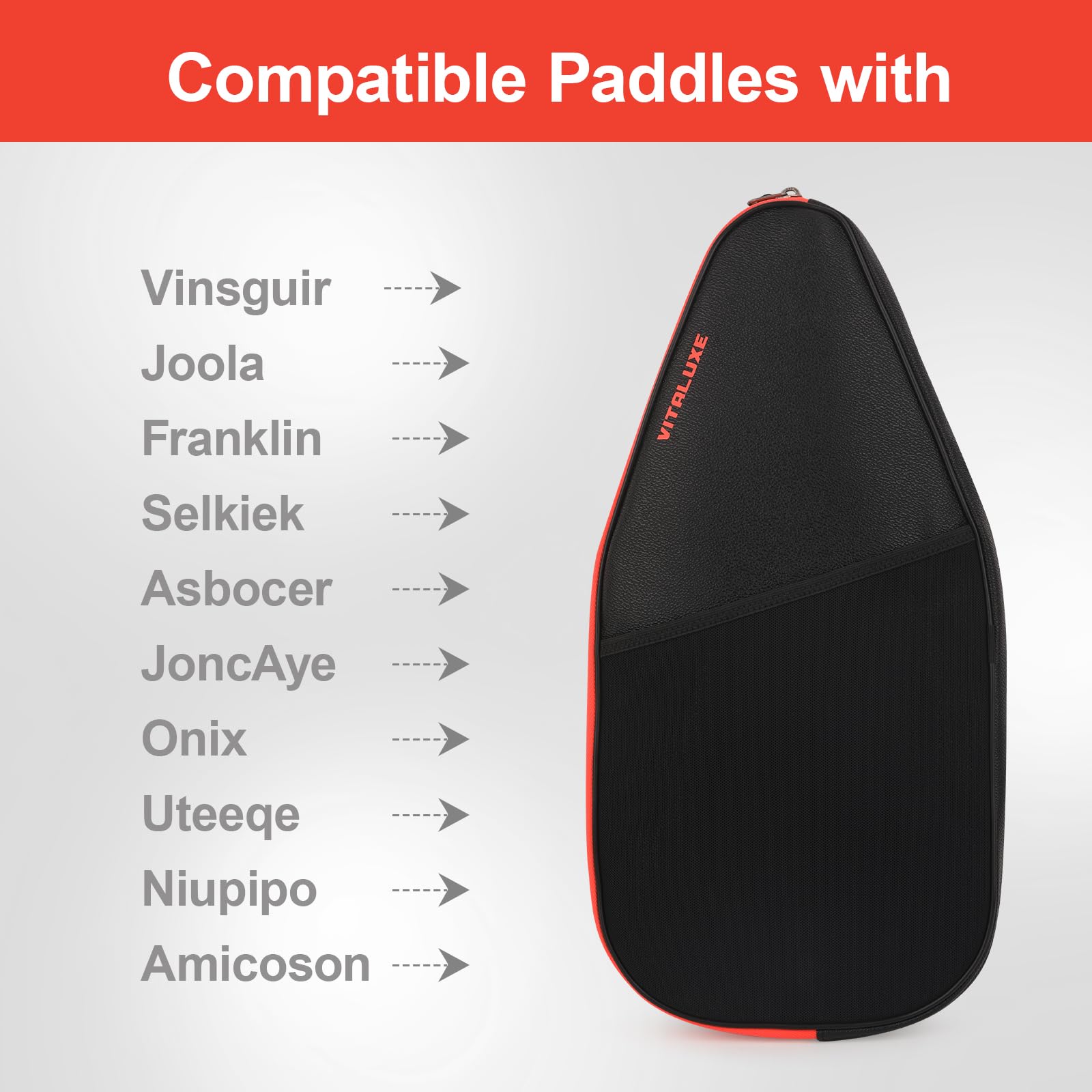 VITALUXE Pickleball Bag, Pickleball Paddle Cover/Case, Universal Size, Accessory for Gift, Compatible with USAPA Standard Rackets for Men & Women