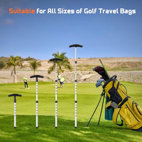 Micnaron Golf Travel Bag Support Pole, Sturdy Aluminum Pole with Adjustable Height, Golf Club Travel Protection Kit, Golf Bag Accessory to Prevent Collapse and Protect Golf Clubs (Orange)