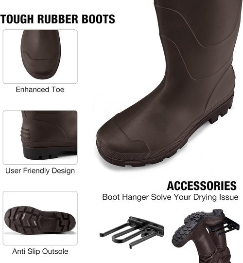 FISHINGSIR Fishing Waders - Waterproof 2-Ply Nylon/PVC Chest Waders for Men & Women with Boots