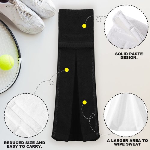 Moukeren 3 Pcs Black Football Field Towel Quarterback Accessories Cotton Sports Sweat Towel with Hook and Loop Fastener for Football, Golf, Gym