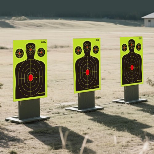 Splatter Shooting Targets 12x18 Inch, Instant Shoot and See Targets with Yellow Impact Marks, Self-Adhesive Target Stickers for BB Guns, Pellet Guns 10/25/50 Pack (50)
