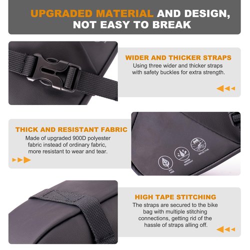 NDakter Bike Seat Bag, 2L Large Capacity Bicycle Saddle Bag, Waterproof Bike Pouch Under Seat, Storage Space Adjustable Bike Storage Bag with Large Reflective Coating, Bike Tool Pack for Adult Bike