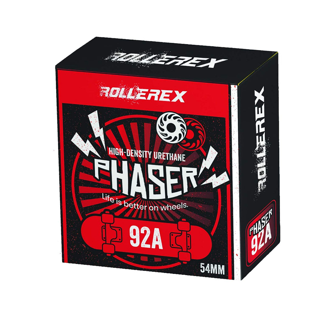 Rollerex Phaser 92A 54mm Skateboard Wheels 4-Pack Durable 32mm Width Cruiser Wheels for Skateboards – Smooth Ride & Easy Installation (Rocket Red)