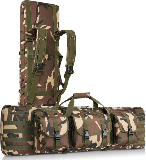 DULCE DOM Tactical Soft Padded Double Rifle Case - Heavy-Duty Gun Bag for 2 Rifles & Pistols | 36-48 Inch