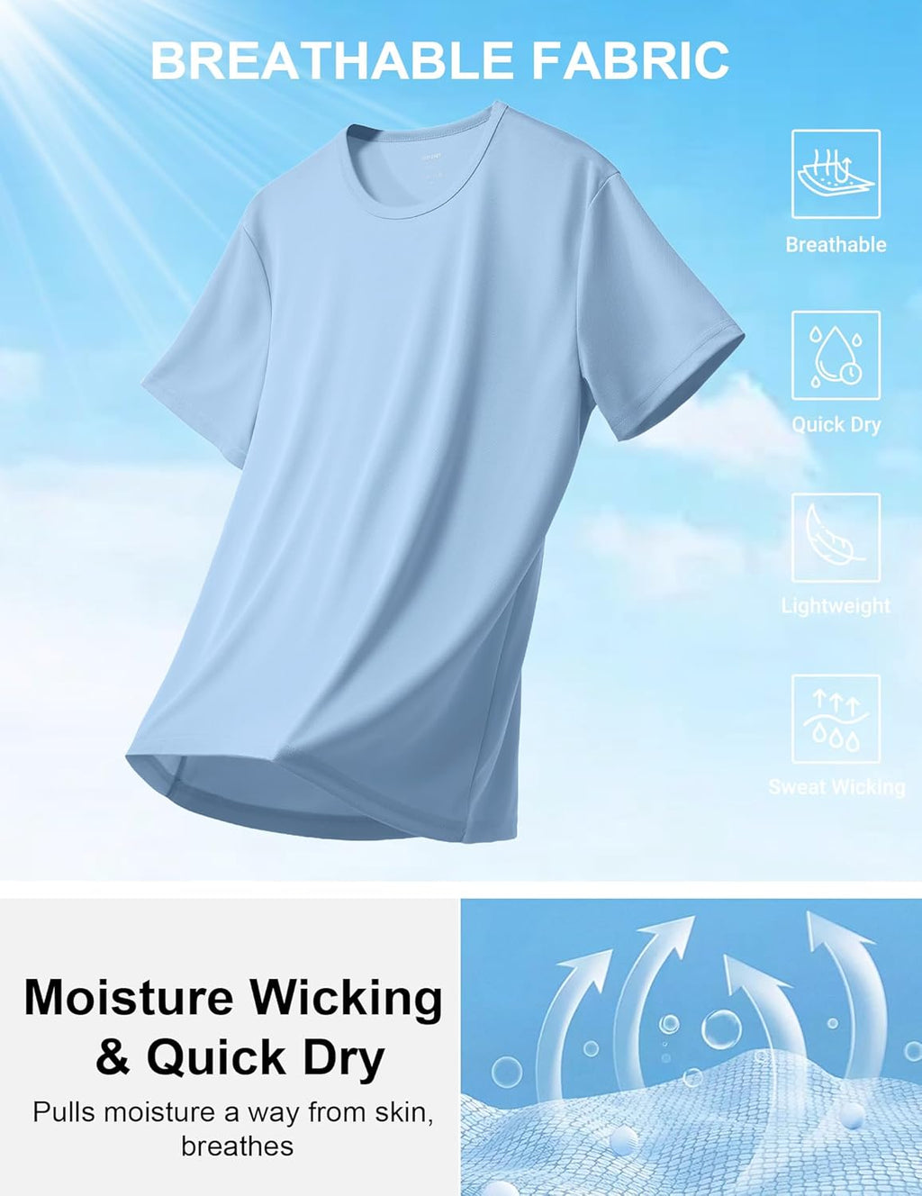 COOFANDY Men's Athletic T-Shirts - Quick Dry Moisture-Wicking Short Sleeve Workout Shirts | 3 Pack