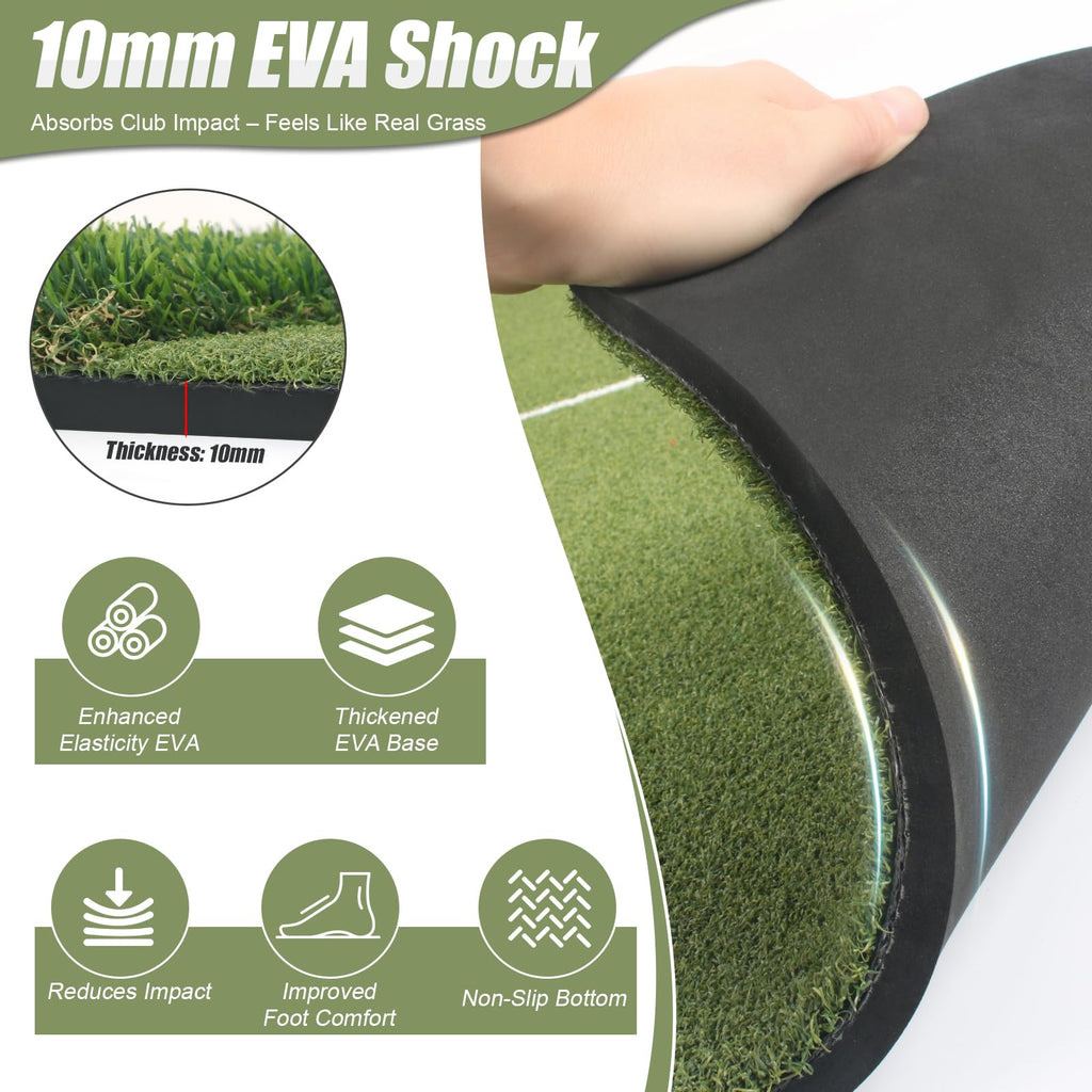 WYDHven 5x4 Ft Golf Hitting Mat for Indoor and Outdoor Practice, 23mm/47mm Premium Dual Turf Surface with Fairway and Rough, Golf Practice Mat with 9 Golf Balls, for Golfers
