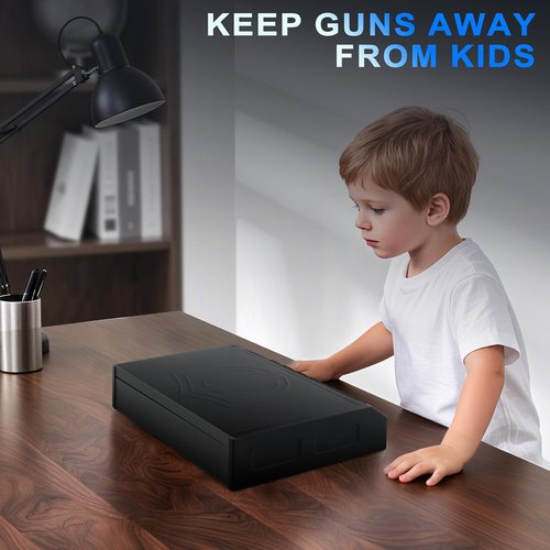 Biometric Gun Safe - Quick Access Fingerprint Pistol Safe for 2 Handguns | Silent Mode, LED Light & Steel Cable
