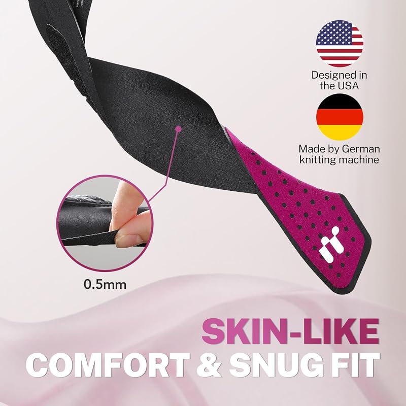 Ultra Thin Carpal Tunnel Wrist Brace with Soft Thumb Design Rose S/M — Adjustable Compression for Night & Day