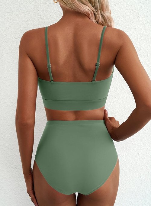 Herseas Women's High-Waisted Bikini Set - Seashell Ring Cutout Design | Stylish Summer Swimwear