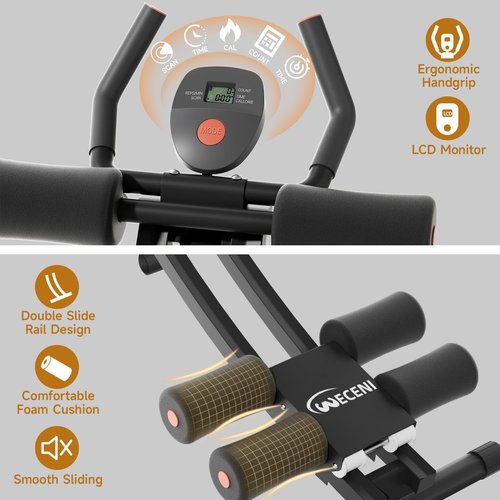 WECENI Abdominal Trainers, Adjustable AB Machine at Home or Gym for Core Strength Training, Ab Cruncher Foldable Fitness Gear for Men and Women Exercise &Workout