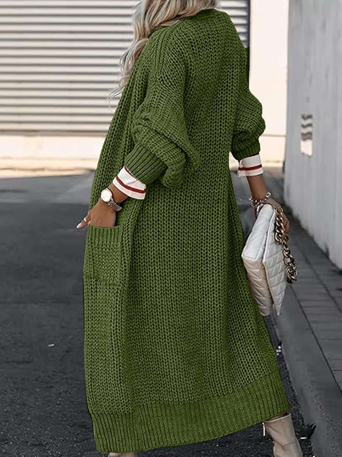 Skiennix Women's Oversized Cardigan Sweater - Cozy Knit Long Coat with Pockets for Fall & Winter
