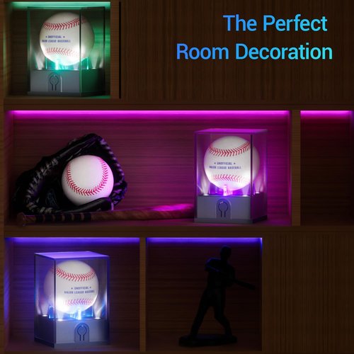 Leshein Baseball Display Case - LED Lighted Acrylic Holder for Memorabilia | UV Protected Design