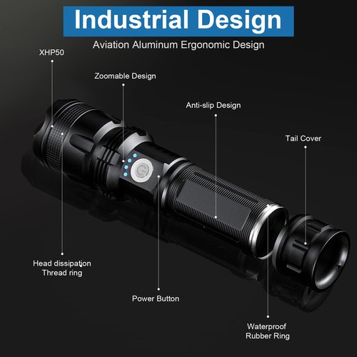 MILAOSHU Rechargeable Flashlights 90,000 High Lumens - 2 Pack, Super Bright LED Flash Light with 5 Modes, 12 Hour Brightest Waterproof Handheld Flashlight for Home, Camping