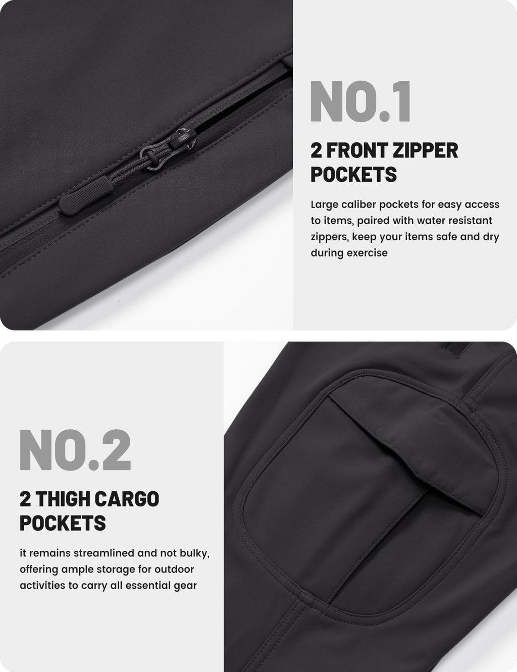 TACVASEN Winter Pants for Men Work Cargo Fleece Lined Waterproof Cold Weather Snow Softshell Tactical Hiking Ski Rain Pants Black 34