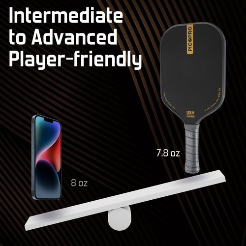 PicoPro Raw Carbon Fiber Pickleball Paddle Professional Pickle Ball Racket Superior Spin Control 16mm Lightweight