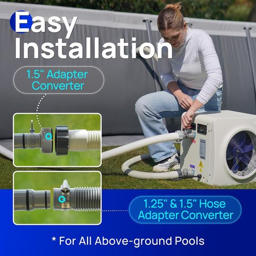 AQUASTRONG Swimming Pool Heat Pump - Electric Heater for Above Ground & Inground Pools Up to 5000 Gallons