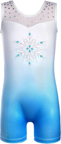 HOZIY Leotards for Girls - Sparkly Snowflake Biketard in Blue, Purple & Hot Pink | Perfect for Gymnastics