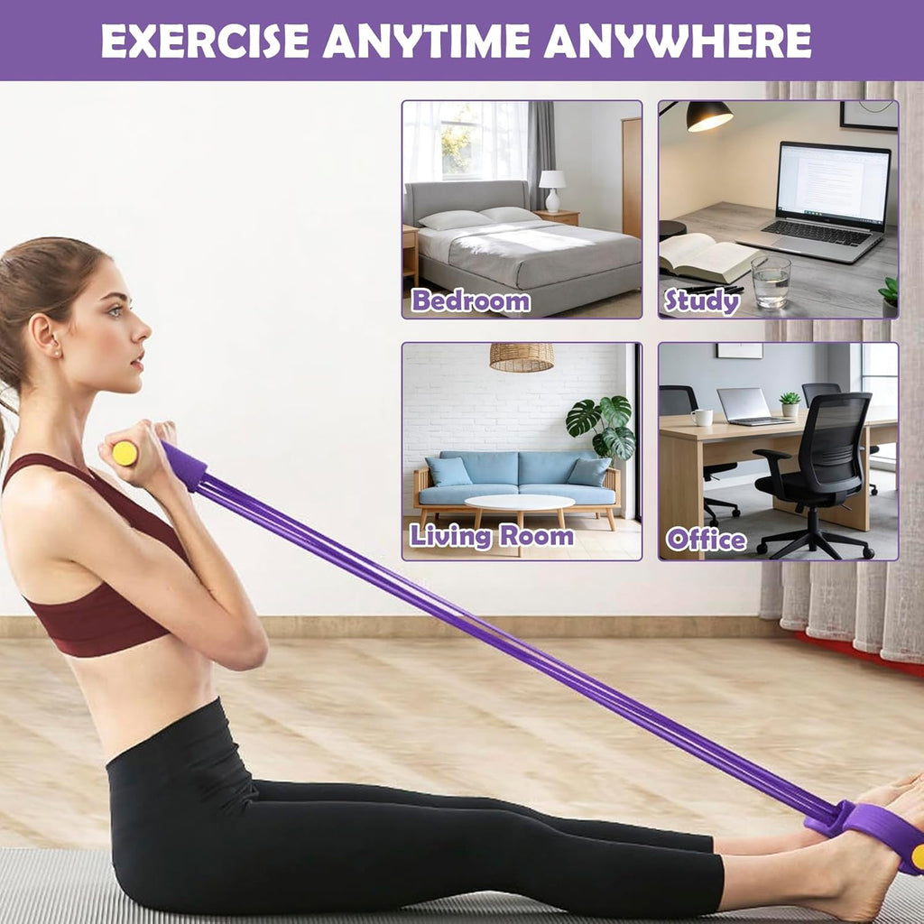 Skiennix Multifunctional Pedal Resistance Band - Heavy-Duty TPE Tubes for Full Body Workouts | 4/6/8 Tubes