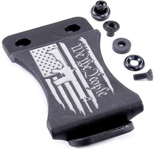 HolsterSmith KYDEX Belt Clip for Holsters & Sheaths – (FOMI Design - w/USA Flag - We The People/AR) - (Fits 1.50in Belts) - (Inside-The-Waistband/IWB) - (USA Made) - (w/Mounting Hardware) - (1 Pack)