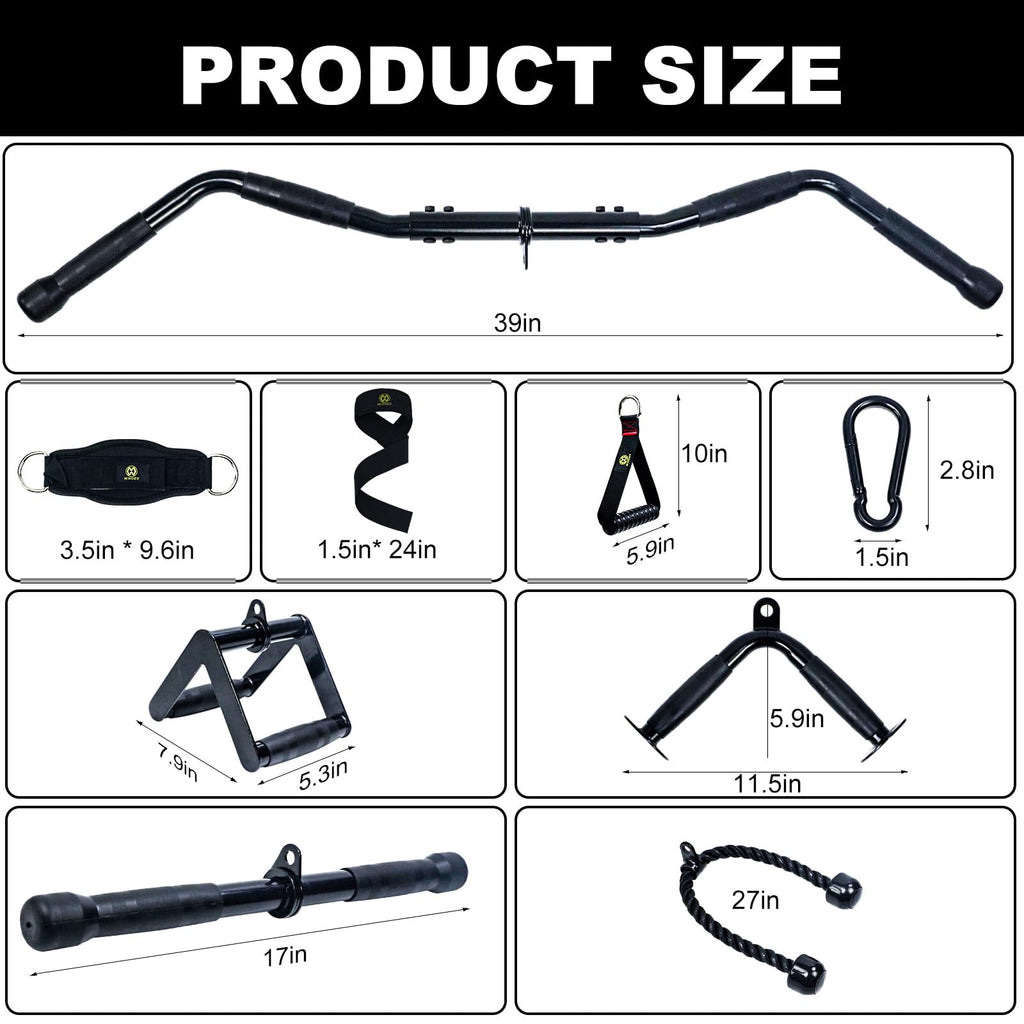 WNOEY LAT Pulldown Attachments, Cable Machine Attachment Gym Accessories, Cable Attachments for Gym, Home Gym Accessories (19PCS)