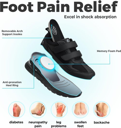 FitVille Extra Wide Walking Shoes - Orthopedic Sneakers for Swollen Feet | Rebound Core V8