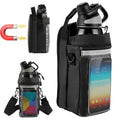 Magnetic Gym Bag for Men Women - 5lb Force Water Bottle Pouch + Clear Touchscreen Phone Pocket (Use Phone Instantly) | Workout & Travel Must-Have (Black)