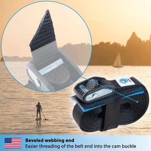 valonic Dolphin - tie Down Straps - 2 Pack, 11.5 ft x 1 inch, 2200 lbs, Protection pad, cam Buckle - for roof Rack, Surfboard, Kayak and Paddle Board, Black