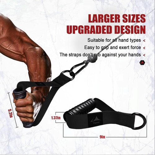 Heavy Duty Gym Workout Handle Attachments - Anti-Slip Rubber Grips for Cable Machines & Pulley Systems