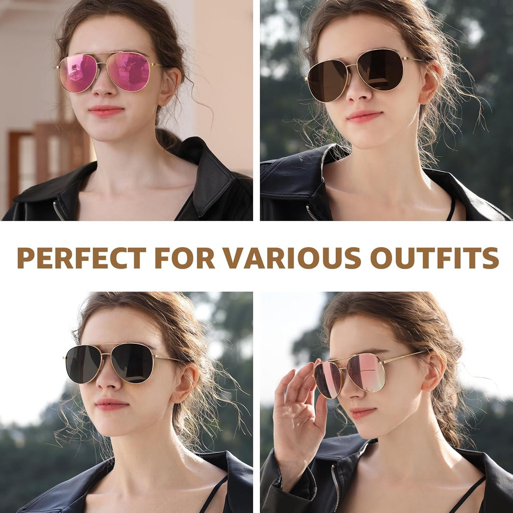 TJUTR Aviator Sunglasses - Polarized UV400 Protection | Tangle-Free Metal Frame Shades for Men & Women
