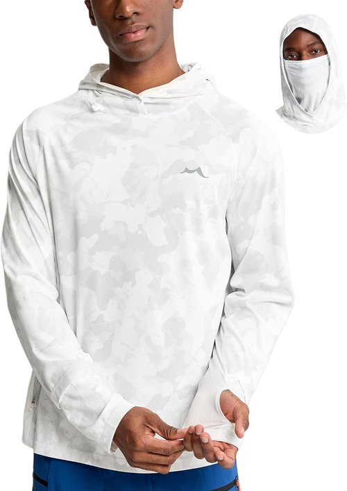 Maamgic Men’s Fishing Shirt - UPF 50+ Sun Hoodie with Detachable Face Mask | Long Sleeve UV Protection