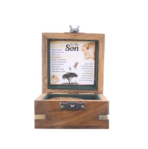 to My Son Compass - Personalized Sundial Compass with Case | Unique Gift for Son, Dad to Son Gift, Mom to Son Gift, Grandson Gift | Pocket Compass with Inspirational Engraving (Wooden Case)