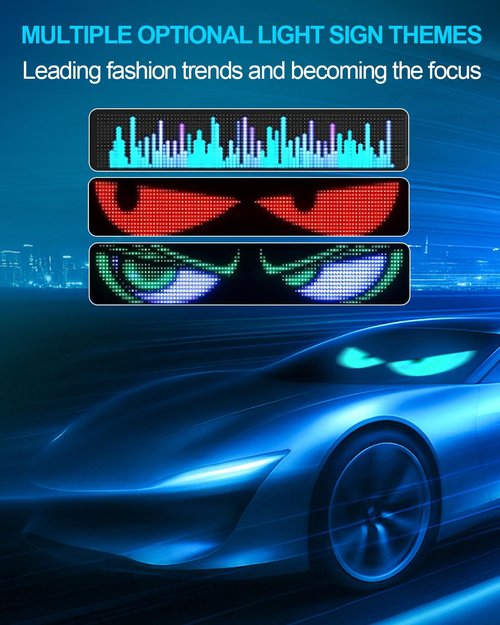 ZELTRI Golf Car Windshield Devil Eyes Light Sign, 23.4''x4.7'' Programmable LED Light Flexible Screen with APP and Remote Control-5V USB Digital Lighting Display for Golf Car, Cars & SUVs