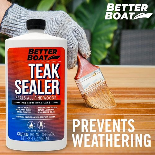 Better Boat Teak Cleaner and Brightener for Wood, Teak Oil or Sealer for Boats, Indoor Furniture, Shower Stools, and Outdoor Wood Furniture Restorer for Stains